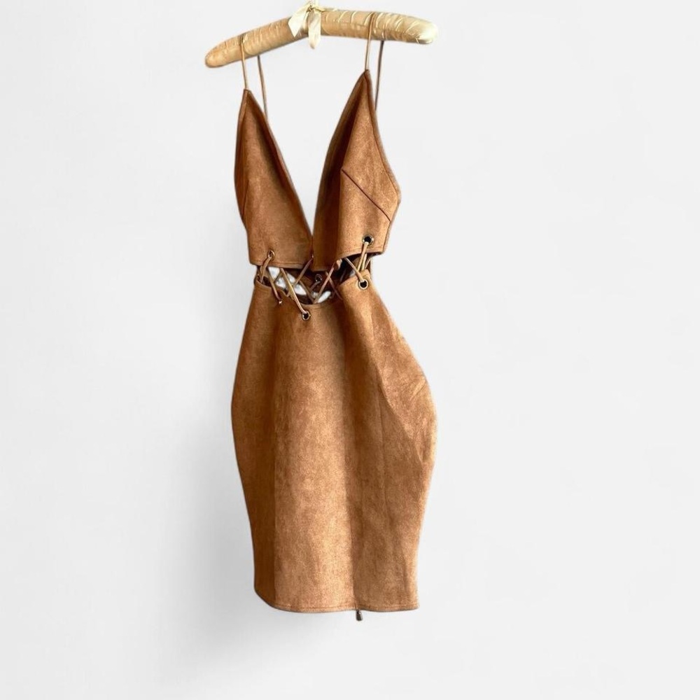 Tan and brown suede dress